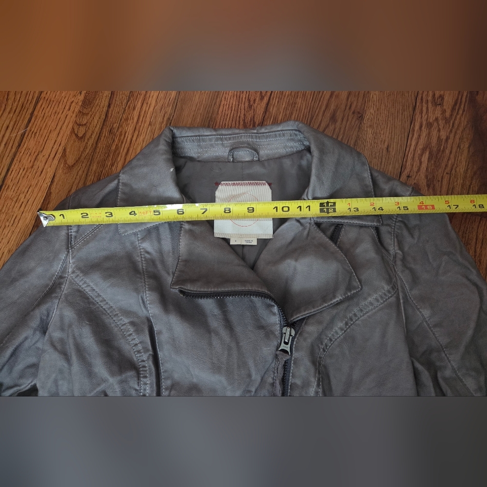 Women's Anthropologie Hei Hei Gray Faux Leather Jacket Small - Picture 15 of 16